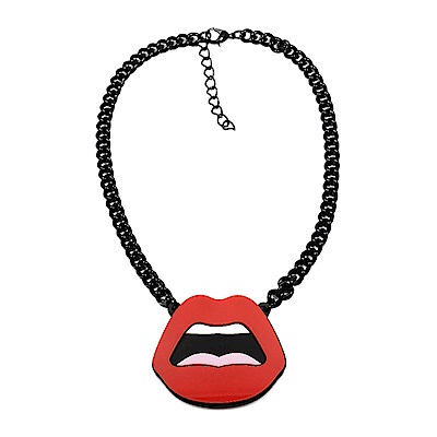 Yazbukey法國品牌 壓克力紅脣可調整項鍊