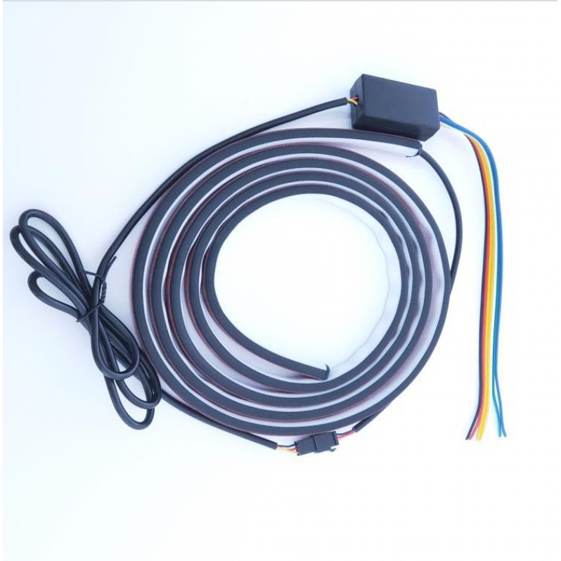 七彩跑馬燈 24V 全防水燈條5050燈芯無頻閃散熱強低光衰適用車型DC24V柔軟材質防水耐高溫安裝說明:黑紅線 接電瓶黃線 方向燈正極白線 煞車燈綠線ACC電源 大小燈藍線 倒車燈