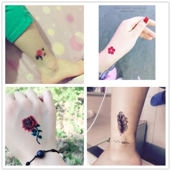 限定款刺青貼紙【1套60張】刺青貼防潑水女持久個性花朵性感刺青花臂圖騰刺青貼紙