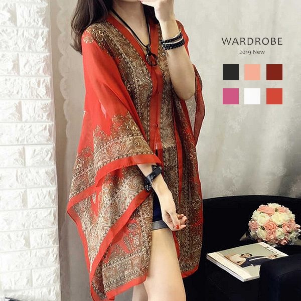 一件多穿雪紡防曬披肩泳衣罩衫 / 衣櫃控-WardrobE / NE0015