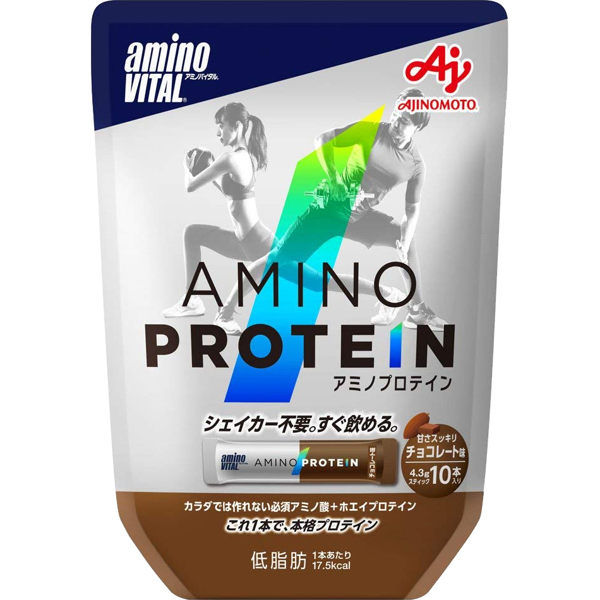 【日本味之素 原裝進口】amino VITAL專業級胺基酸乳清蛋白 10pcs | 巧克力口味