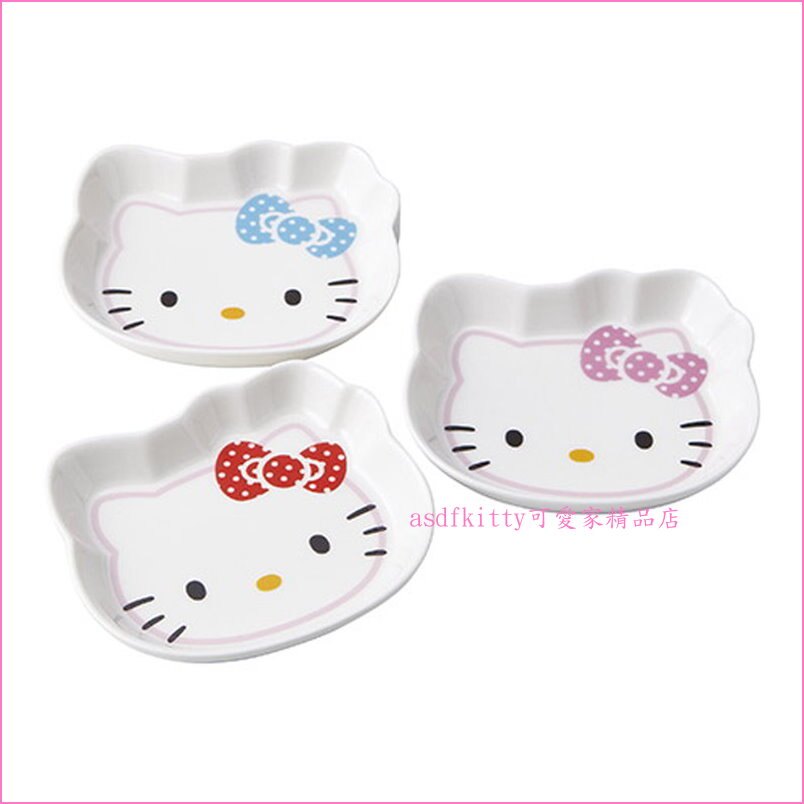 asdfkitty可愛家☆日本金正陶器KITTY3入臉型磁盤組/點心盤組-可微波-日本製