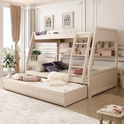 兒童床高低床男女孩子母床上下床家具雙層床母子床實木上下鋪床wy 快速出貨