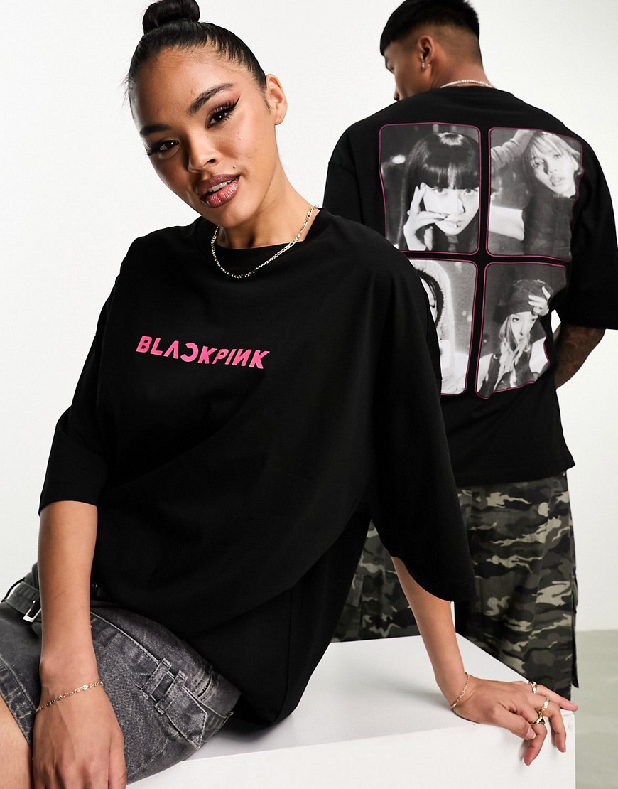 ASOS DESIGN unisex oversized t-shirt with Blackpink graphic print in black