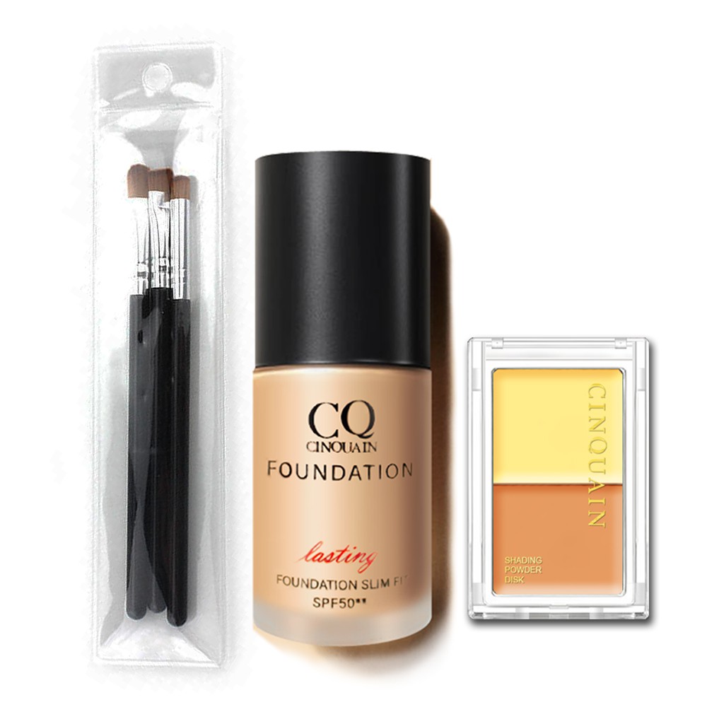 商品組合 : CINQUAIN 思珂 3D光感精華粉底組SPF50★★(明亮色/自然色)30mlCINQUAIN 思珂3D 無瑕雙色遮瑕盤5g (共兩款)眼妝刷組商品說明 : 粉底液 : 專為亞洲女生