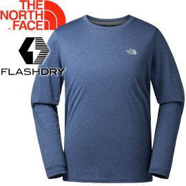 【The North Face Men’s L/S Reaxion Amp Crew 男款 長袖排汗衣〈藍/灰〉】2XX1/排汗衣/運動長袖★滿額送