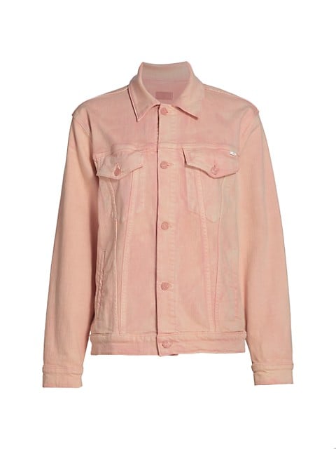 Faded in design, this boxy denim jacket thrives on rustic flap pockets.; Spread collar; Long sleeves