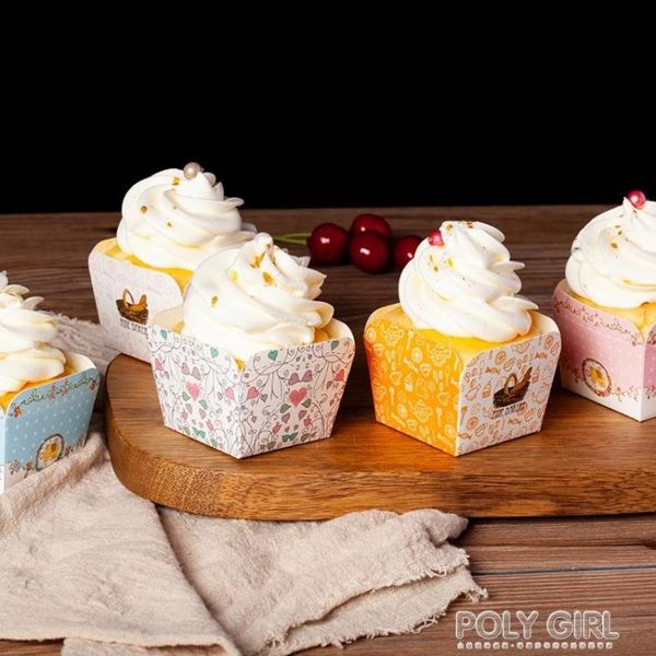 小正方形耐高溫蛋糕紙杯 北海道 麥芬 烘焙直烤戚風模 100個 polygirl