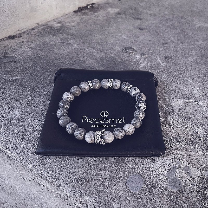 公爵Prinz | 煙灰碧玉 x 銀河之冠手鍊 男女串珠手鍊皇冠鋯石