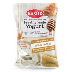 目前全球DIY優格領導品牌 - 紐西蘭 EasiYo 世界最簡單手作優格，天然又營養，令人驚豔的美味 內含 希臘優格粉-蜂蜜口味 一包 (230g) 3步驟簡單做優格，製作不失敗 推出多種口味，100