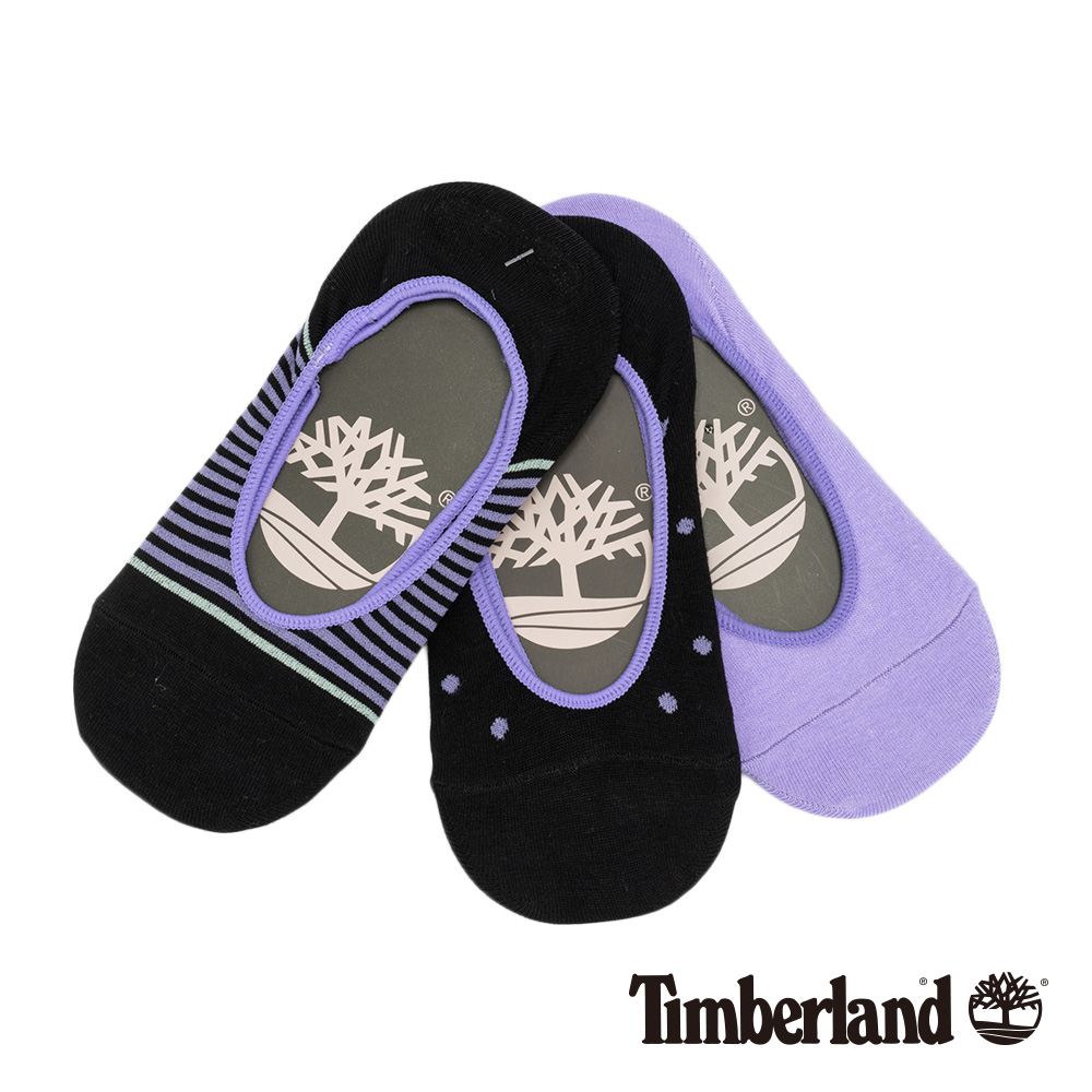 Timberland 女款紫黑混搭條紋點點三件組隱形襪|A1EAZK13