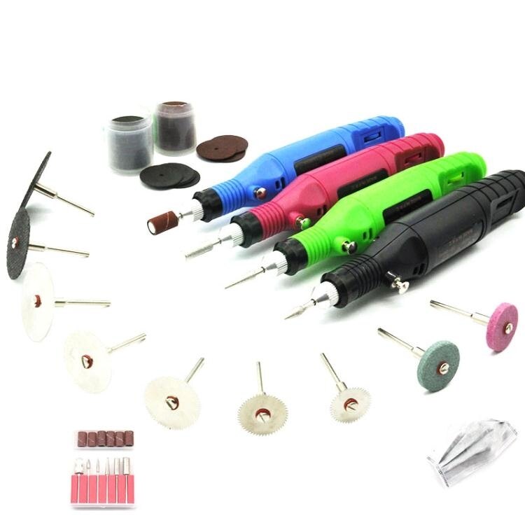 雕刻用品 禮品迷你電磨筆微型電鑚雕刻機電動手鑚打磨拋光蜜蠟文玩寵物灰假指甲-快速出貨