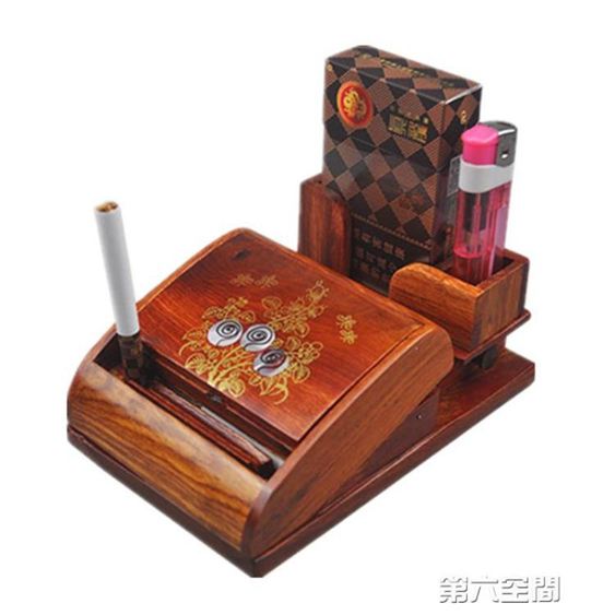 自動彈煙盒 高檔實木制鑲貝花自動彈煙盒20支裝創意個性桌面擺件中式復古家用