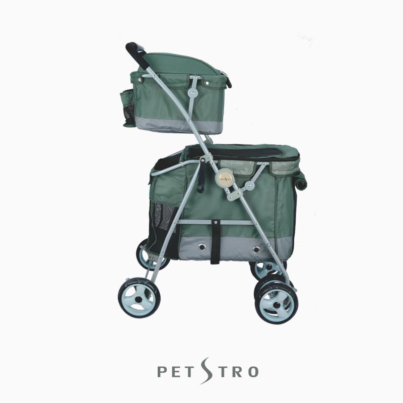 | 雙層座艙，獨立空間，多隻寵物一同出遊也能優雅閒適| 獨家單手收合設計，一秒完成收車，收納不占空間| 組裝簡單快速，不用工具也能輕鬆搞定| 可開式前門方便寶貝進出| 上方採用耐抓網格，維持座艙內空氣