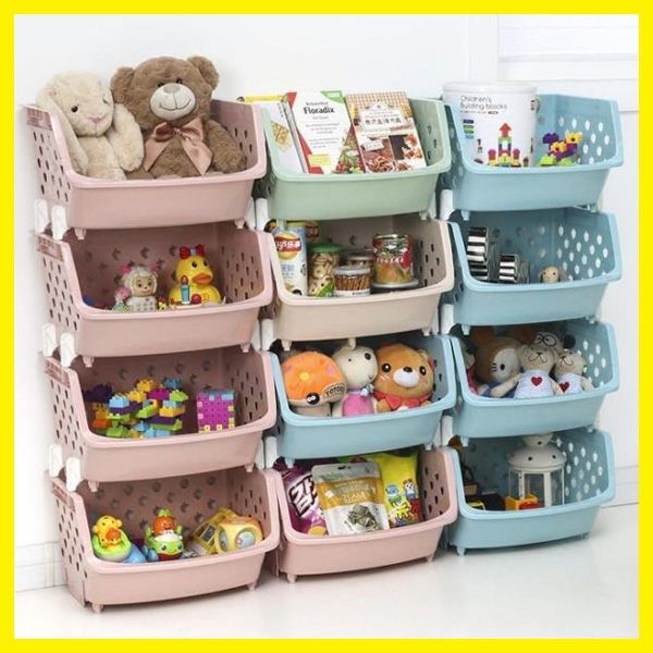 廚房果蔬收納筐零食兒童玩具收納箱多層疊加菜籃子塑料蔬菜置物架