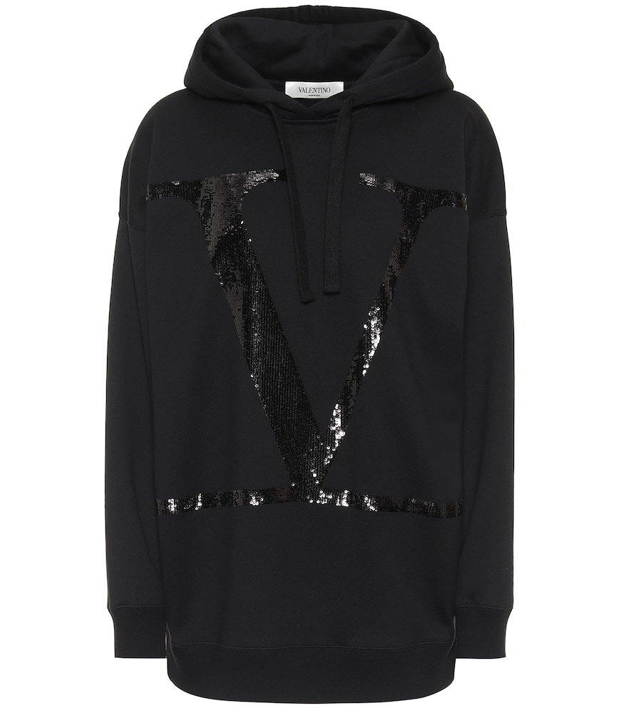 Proclaim your devotion to Valentino with this black sequined VLOGO hoodie.