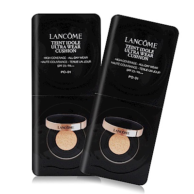 LANCOME 蘭蔻 零粉感超持久氣墊粉底 SPF23/PA++1.8gX2#PO-01