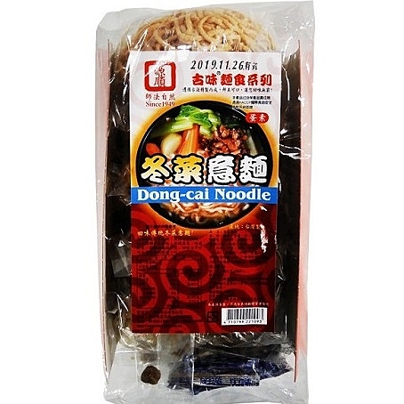 源順冬菜意麵精選優質麵條，秉持古早風味，加上特調冬菜粉包、乾燥蔬菜，味道鮮美，滑溜的麵條口感。