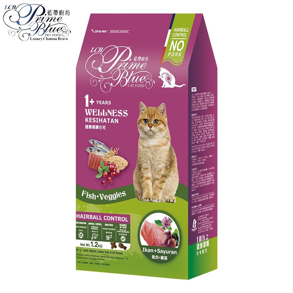 【產品特色】✿天然蔬果纖維+酵素，幫助化毛。✿果寡糖益生元+膳食纖維，照顧腸道和體內外環保。✿添加鮭魚油DHA/EPA與亞麻油酸LA，顧腦亮毛。✿豐富抗氧化蔬果，提升免疫力。✿鮮美的海洋魚肉配方，促進