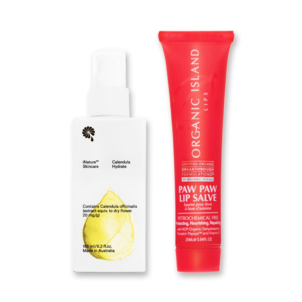 Organic Island X iNature-保濕滋潤組-木瓜霜25g+金盞花潤膚乳185ml