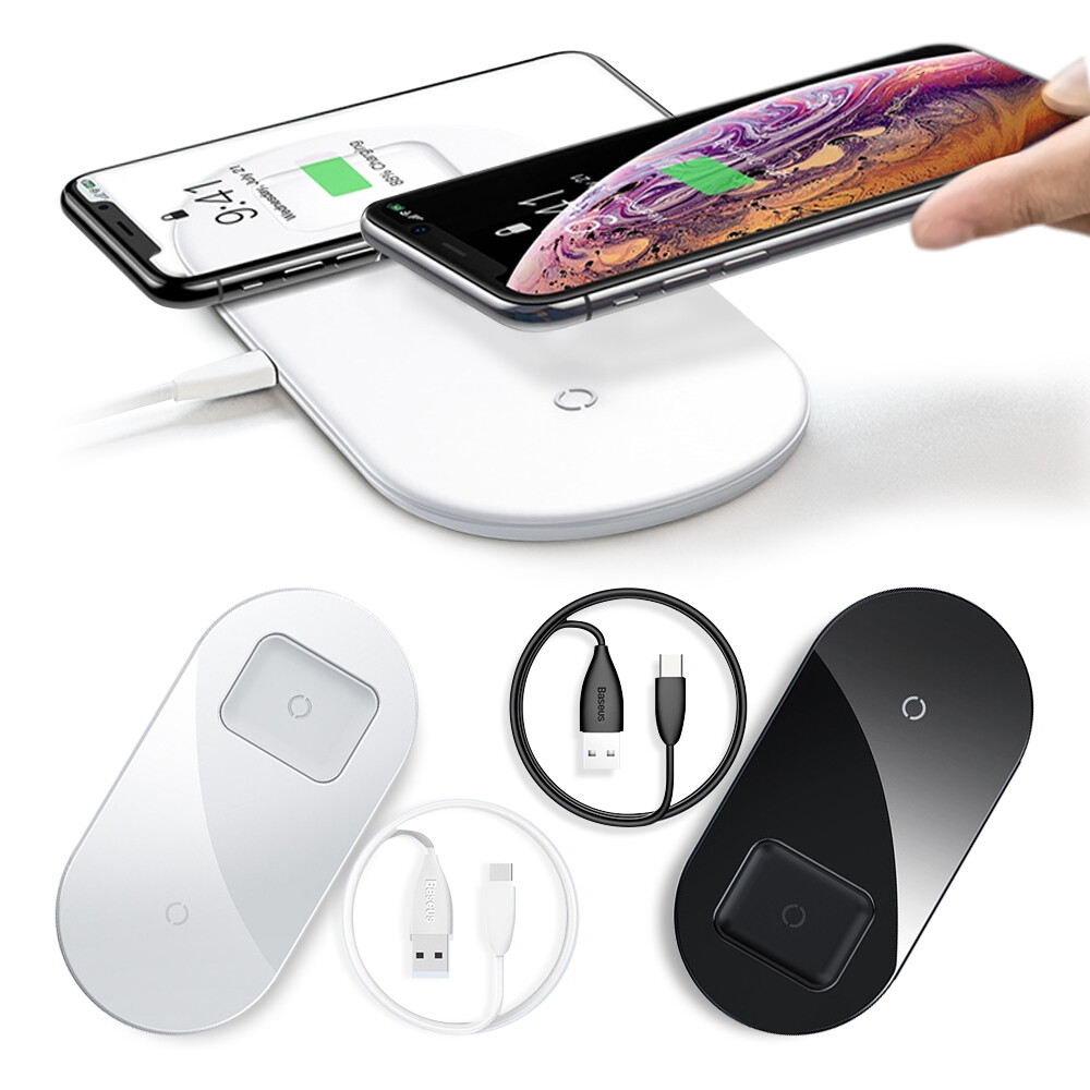 ★安卓 蘋果 AirPods皆可充電使用★ 雙設備同時充電 閃充大功率 獨立線圈 快充無干擾 0.1秒快速反應 即放即充 極簡外觀設計 智能保護自動休眠 隱藏式Type-C接口 Baseus倍思 極簡