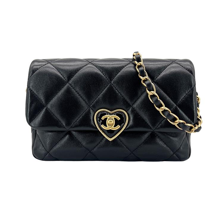 Chanel Flap Bag 愛心鎖扣小羊皮斜/肩背包（AS3986-黑）-廠商直送
