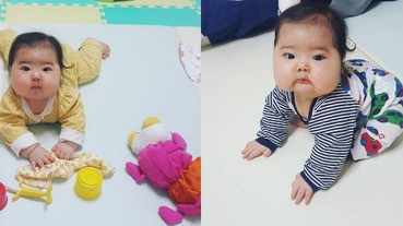 超可愛～圓滾滾的嬰兒肥，讓人好想要偷捏一把喔！