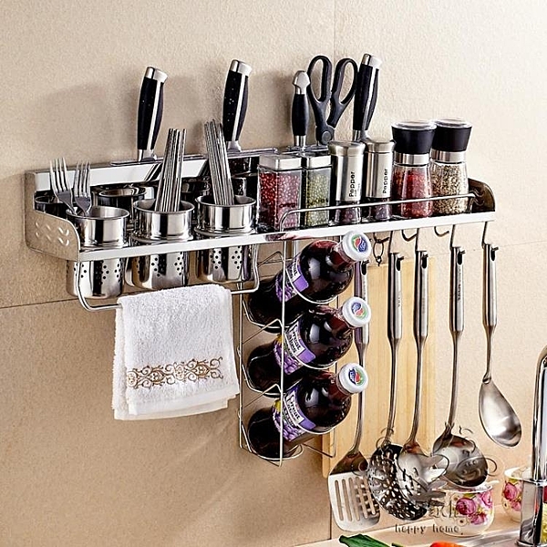 廚房置物架壁掛架304不銹鋼刀架調味調料架掛件廚具用品收納架子