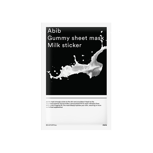 Abib的面膜能夠達到服貼並滋潤肌膚的效果。同時解決不同的肌膚問題並提升肌膚健康。牛奶萃取物能針對粗糙肌膚供給水分以及肌膚光澤所需之營養，幫助打造出光滑柔軟的臉部肌膚