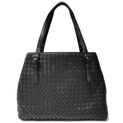 【BOTTEGA VENETA 寶緹嘉】624019 經典編織小羊皮雙提把托特包(黑色)