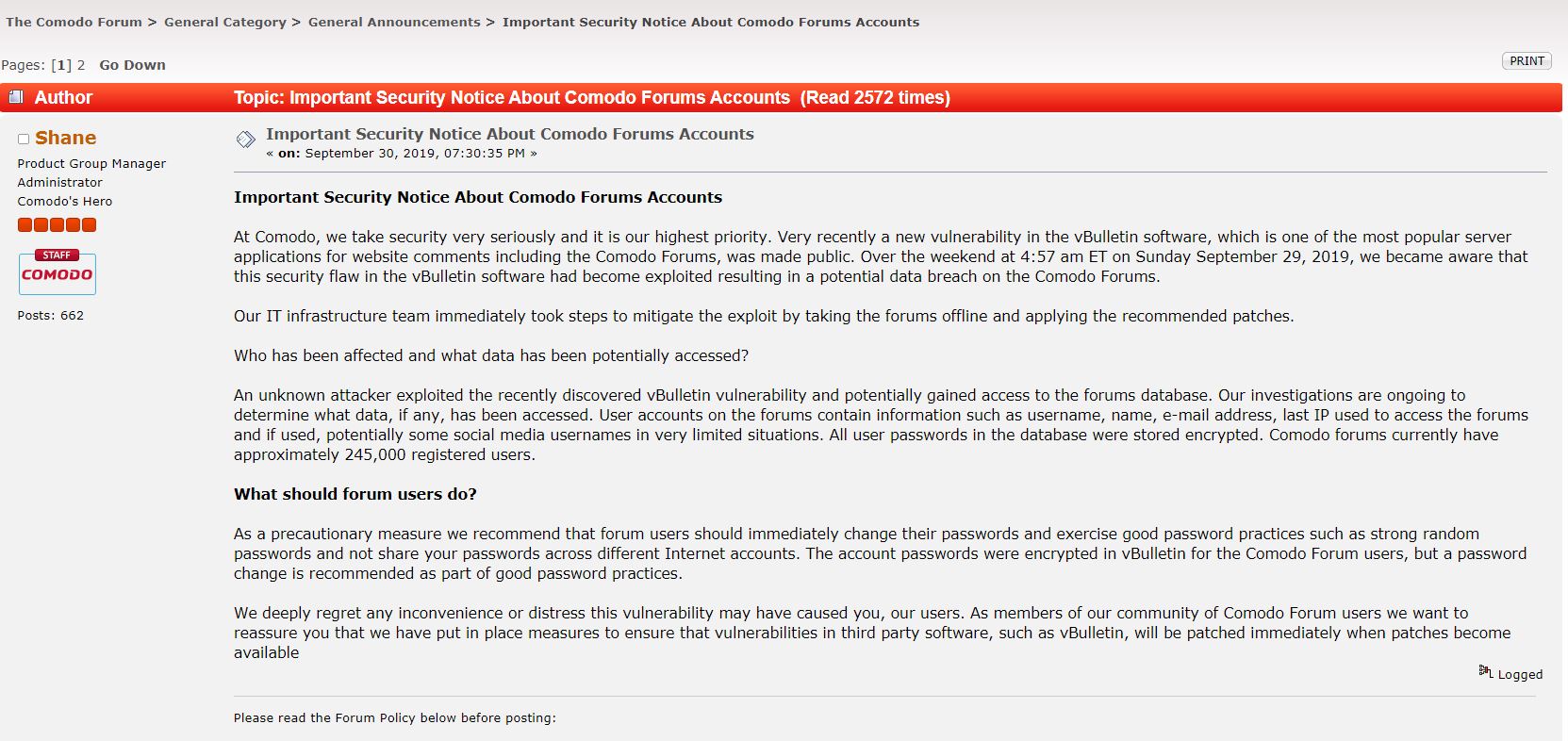 安全軟體公司也被駭客入侵，Comodo 官方論壇遭人竊取使用者個資
