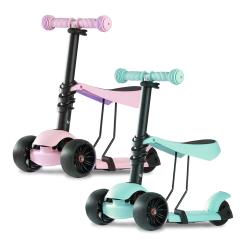 ◎坐立兩用滑行模式。把手下壓式重力轉向，訓練平衡力，轉彎不側翻|◎可調式4段把手及3段座椅，加寬加厚PU避震車輪，寶貝滑行不顛簸|◎流線型貼臀坐墊，耐磨發光磁閃輪，夜間玩耍更有趣商品名稱:LOG樂格曼