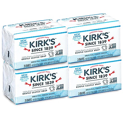 Kirks Natural 柯氏經典皂 原創保濕椰子 12入組 (113g x12)