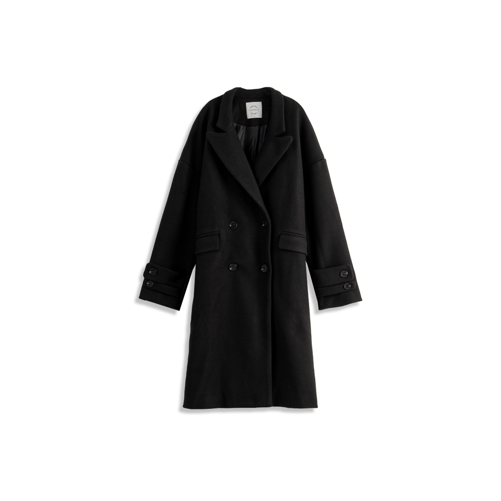 質感雙排釦毛呢長版大衣外套 三色售