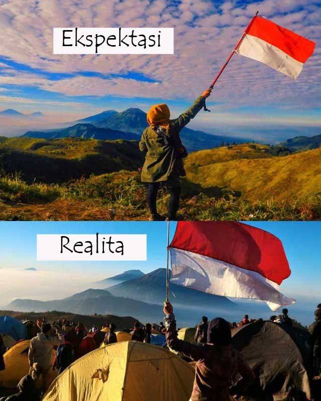 Ekspektasi vs Realita, 9 Foto Mendaki Ini Bikin Ngakak!