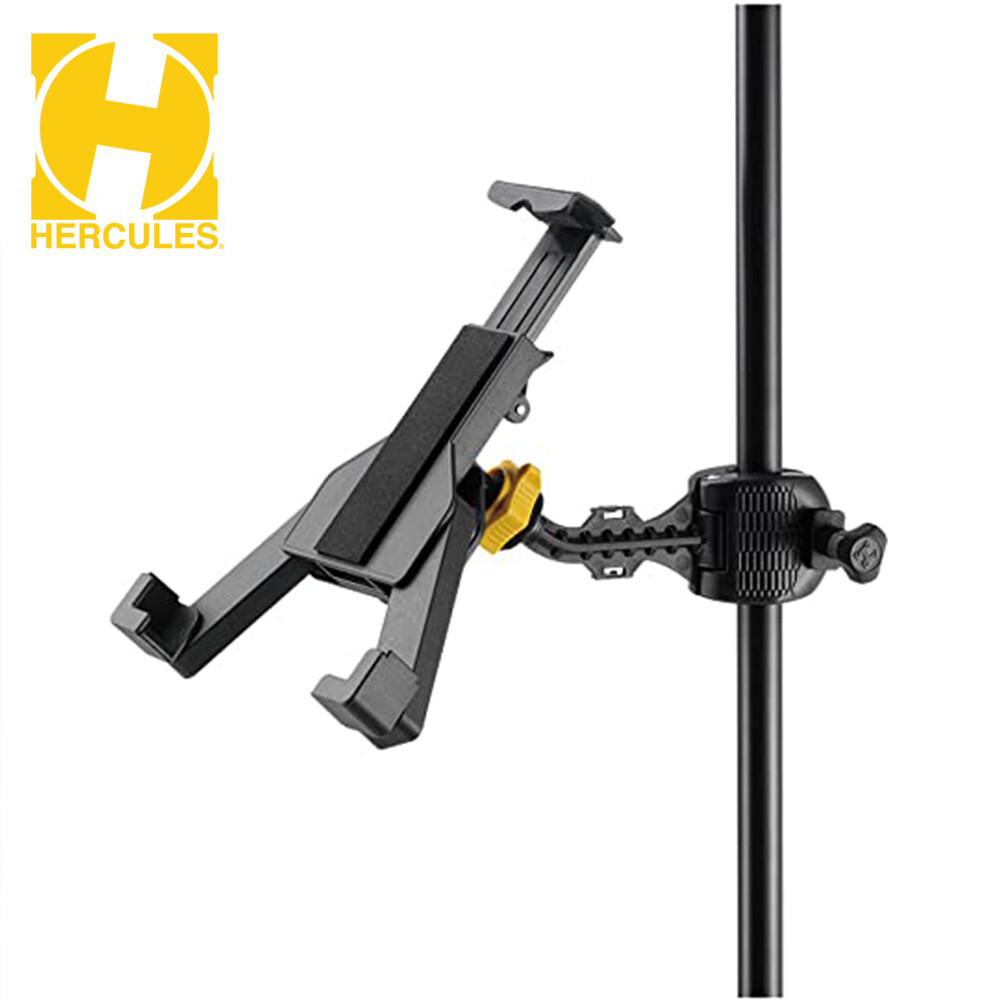 沒有附支架 只有夾ipad調整的那塊 現在多半的人也都開始使用平板來當作樂譜使用. 也因此不在需要攜帶 龐大的紙本樂譜, 但是當大家都開始使用平板後, 才發現表演場合卻還是 一直使用傳統的譜架, 對於