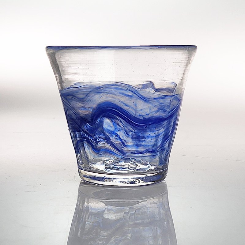 川流錘紋杯-敞口 手作玻璃杯 純手工吹製