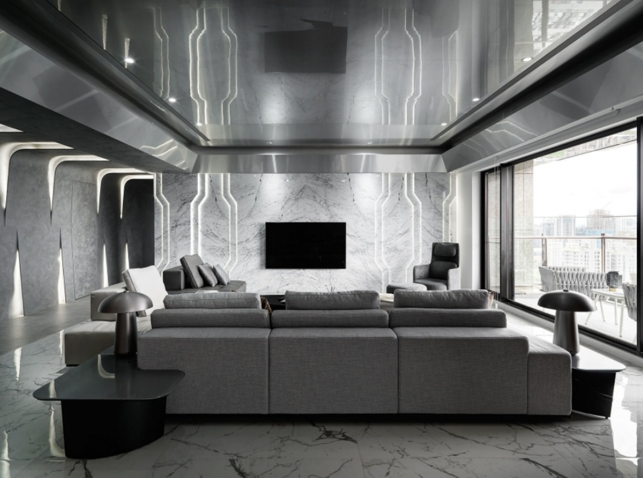 未來感;科技感;鍍鈦金屬;不鏽鋼;水泥塗料;石材