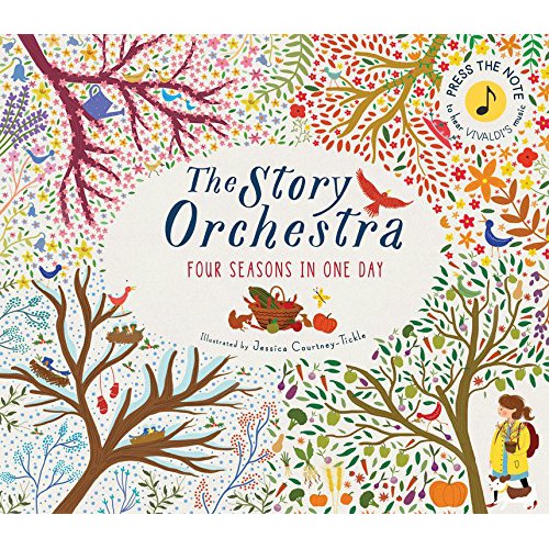 【麥克書店】THE STORY ORCHESTRA FOUR SEASONS IN ONE DAY｜韋瓦第四季音樂故事原文版，無中文翻譯【按鍵有聲書，可換電池】小鳥在窗外嘰嘰喳喳，宣告春天來了！吵醒了