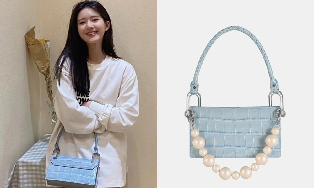 趙露思平價包款：APEDE MOD BLUE CROC DECO LINE SHOULDER BAG，NT.3,042