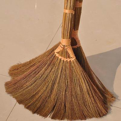 【金絲芒草掃把-金絲芒草款-6*45*90cm-2把/套-1套/組】手工編去毛髮木地板專用植物鬃毛掃把 除塵軟毛笤帚長手柄-38009