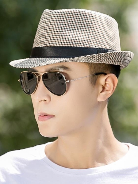 帽子男士夏天英倫爵士帽韓版潮小禮帽遮陽帽子中年出游禮帽男青年 星河光年