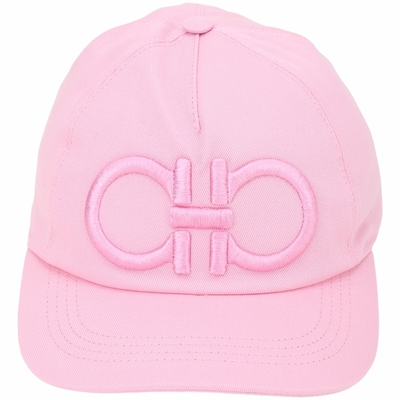 Salvatore Ferragamo Gancini 刺繡馬鞍徽標棒球帽(粉色)
