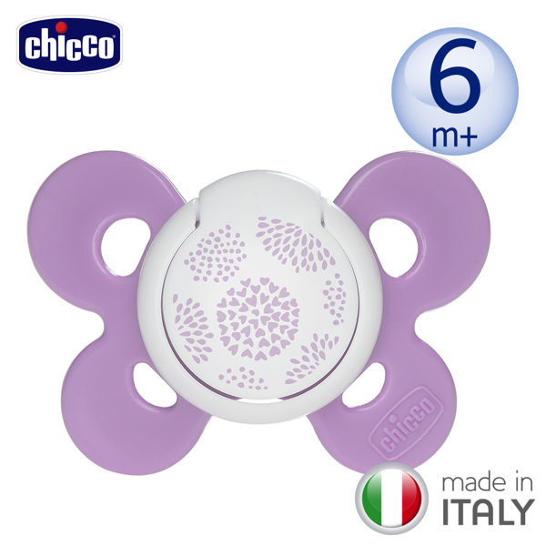 chicco-舒適哺乳-機能型矽膠安撫奶嘴1入-中/春漾紫