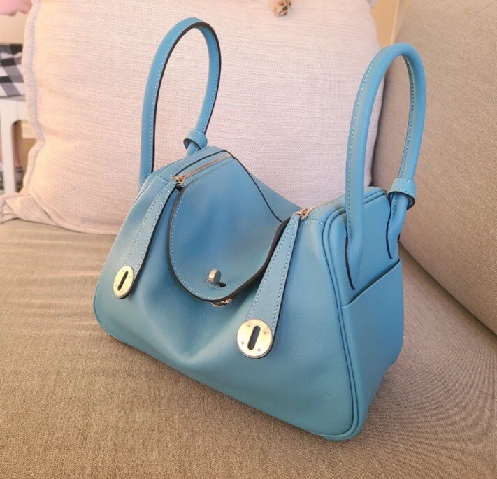 Hermes 新鮮票 愛馬仕Lindy26馬卡龍藍evercolor皮 銀扣 $2xxxxx