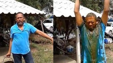 噁心慎入！超越冰桶挑戰 泰國大叔發起「糞桶挑戰」讓人傻眼