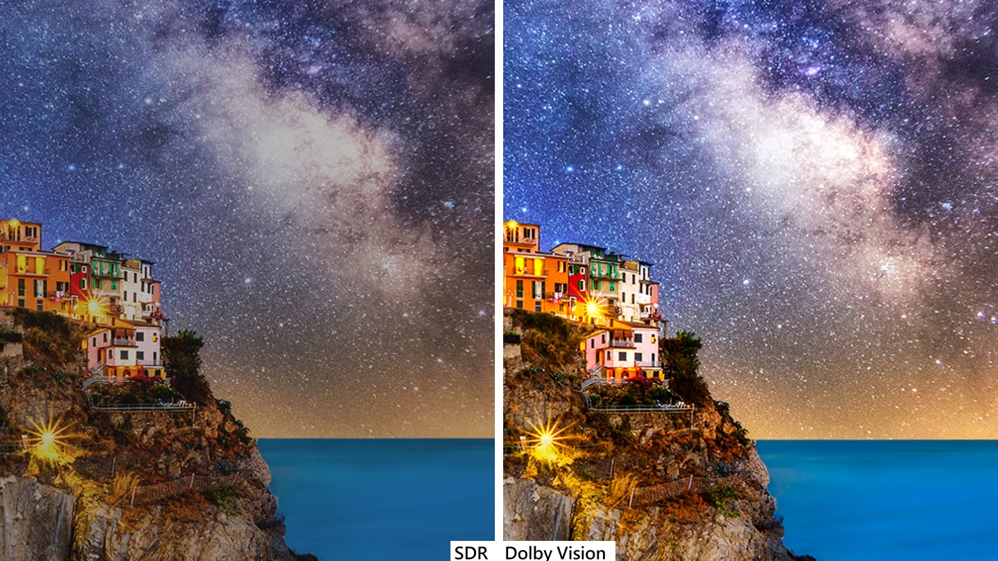 Dolby Vision能夠帶來更豔麗、對比更的高畫面。（圖片僅為示意，點此進行互動體驗）