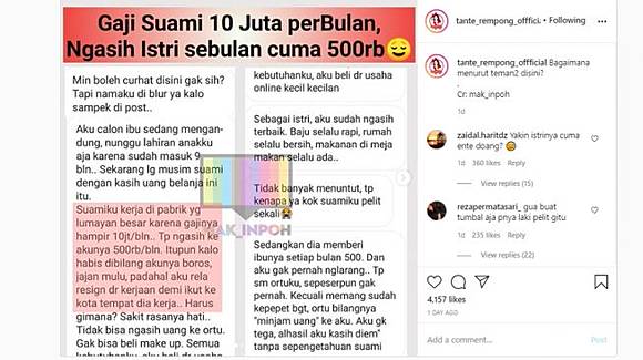 Curhatan Istri Cuma Dinafkahi Rp 500 Ribu Padahal Gaji Suami Rp 10 Juta Suara Com Line Today