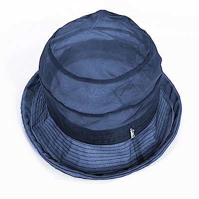 ELLE法式浪漫桑蠶絲輕量遮陽帽清涼防曬女帽_藍/駝法國知名 設計品牌