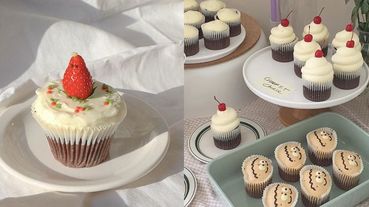 韓國奶霜杯子蛋糕太療癒！首爾弘大從童話中走出來的夢幻甜點，簡約奶油色裝潢清新到不行啊～